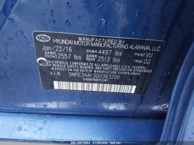 Photo 8 VIN: 5NPE34AF3GH383209 - HYUNDAI SONATA 