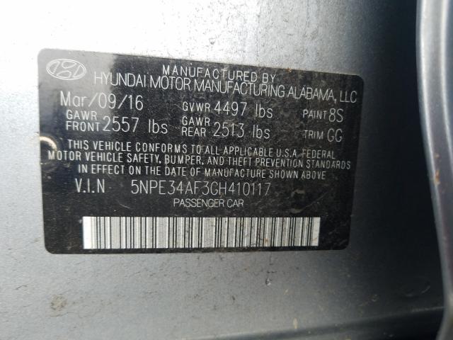 Photo 9 VIN: 5NPE34AF3GH410117 - HYUNDAI SONATA 