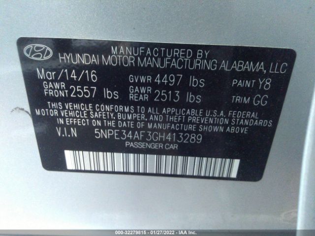 Photo 8 VIN: 5NPE34AF3GH413289 - HYUNDAI SONATA 