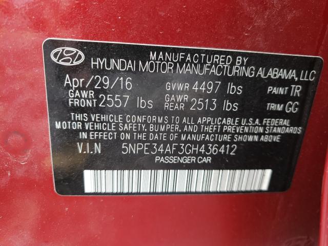 Photo 9 VIN: 5NPE34AF3GH436412 - HYUNDAI SONATA SPO 