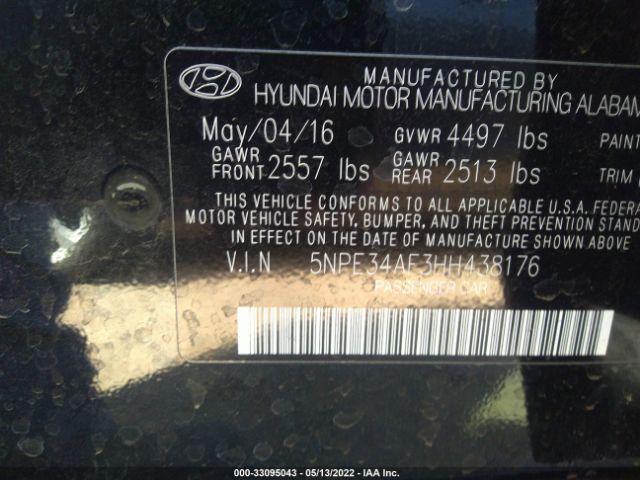 Photo 8 VIN: 5NPE34AF3HH438176 - HYUNDAI SONATA 