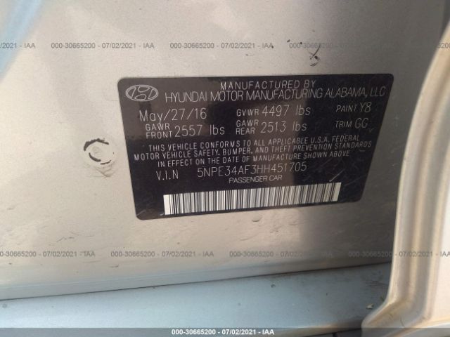 Photo 8 VIN: 5NPE34AF3HH451705 - HYUNDAI SONATA 