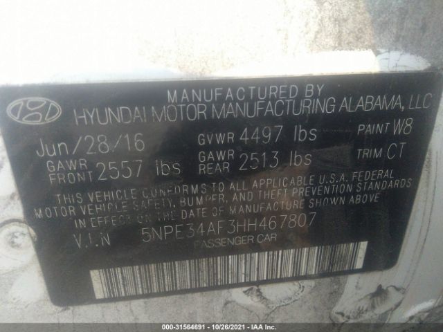 Photo 8 VIN: 5NPE34AF3HH467807 - HYUNDAI SONATA 