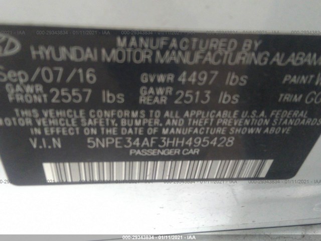 Photo 8 VIN: 5NPE34AF3HH495428 - HYUNDAI SONATA 