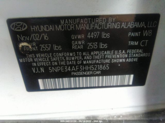 Photo 8 VIN: 5NPE34AF3HH521865 - HYUNDAI SONATA 