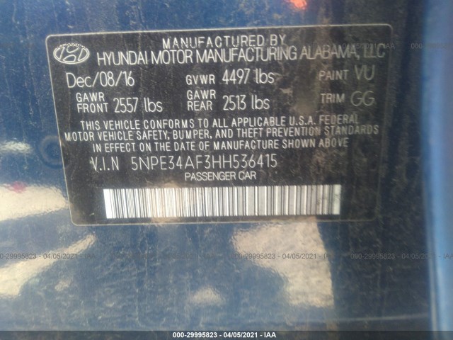 Photo 8 VIN: 5NPE34AF3HH536415 - HYUNDAI SONATA 