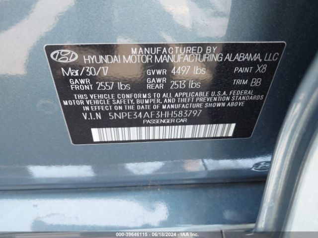 Photo 8 VIN: 5NPE34AF3HH583797 - HYUNDAI SONATA 