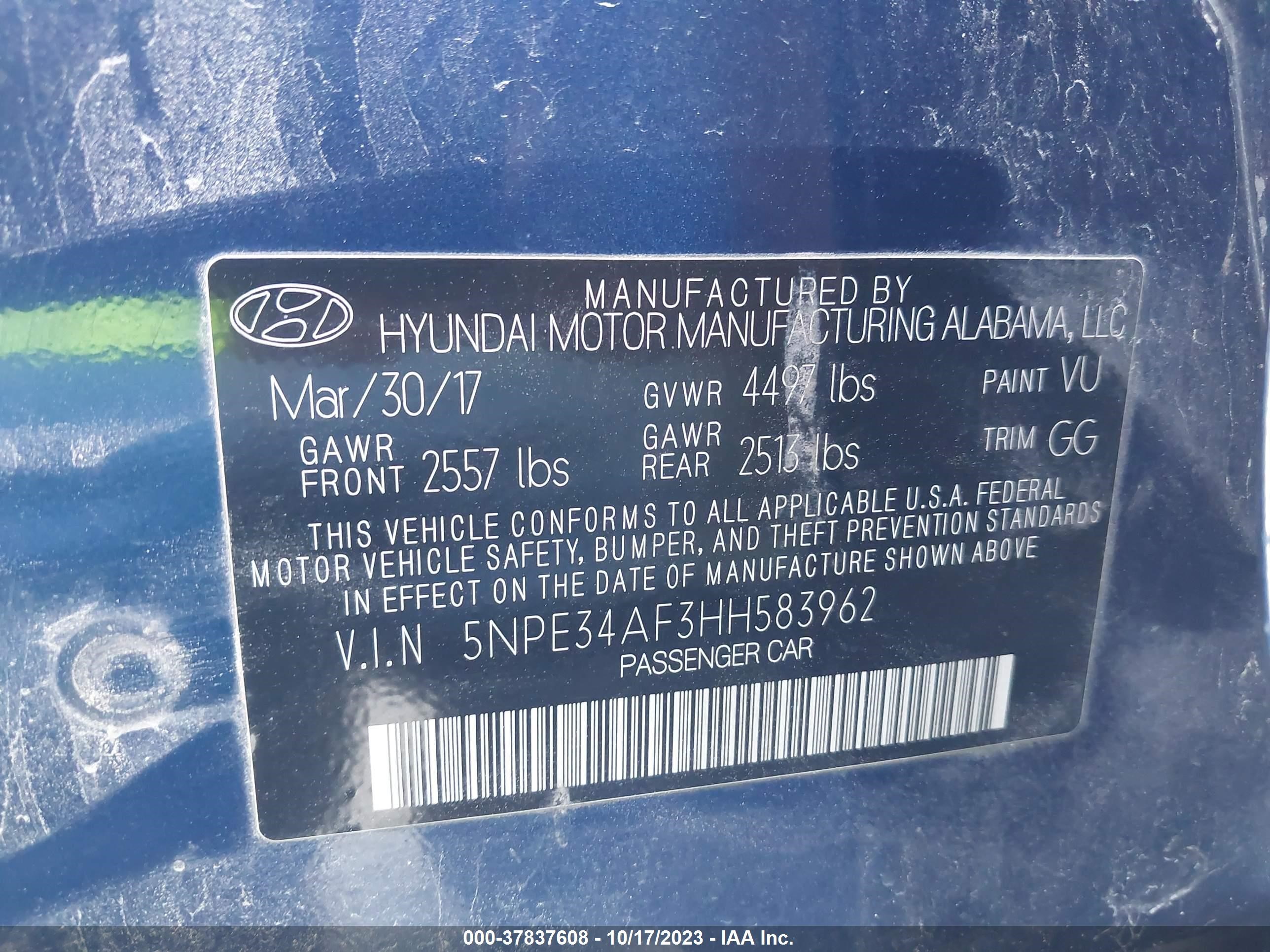 Photo 8 VIN: 5NPE34AF3HH583962 - HYUNDAI SONATA 