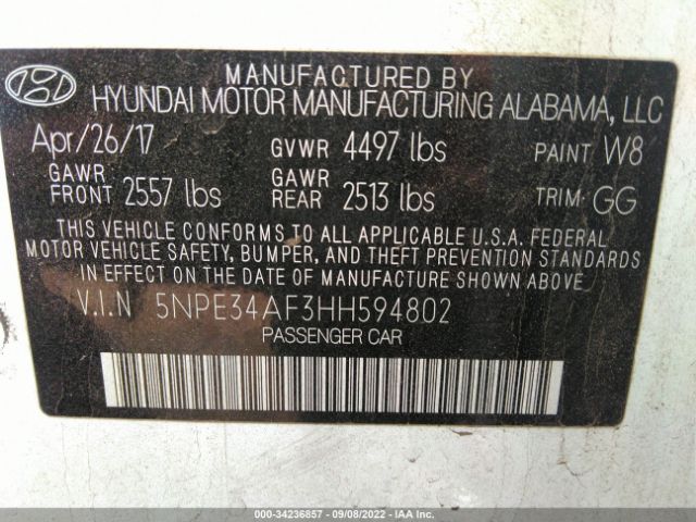 Photo 8 VIN: 5NPE34AF3HH594802 - HYUNDAI SONATA 