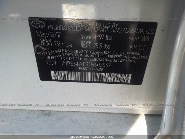 Photo 8 VIN: 5NPE34AF3JH603567 - HYUNDAI SONATA 