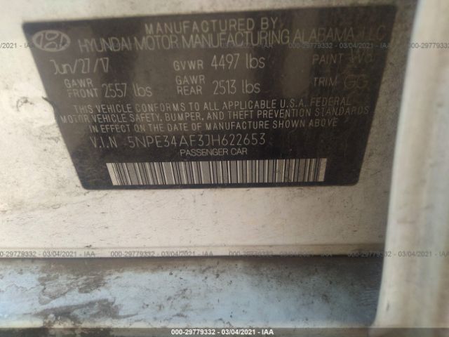 Photo 8 VIN: 5NPE34AF3JH622653 - HYUNDAI SONATA 