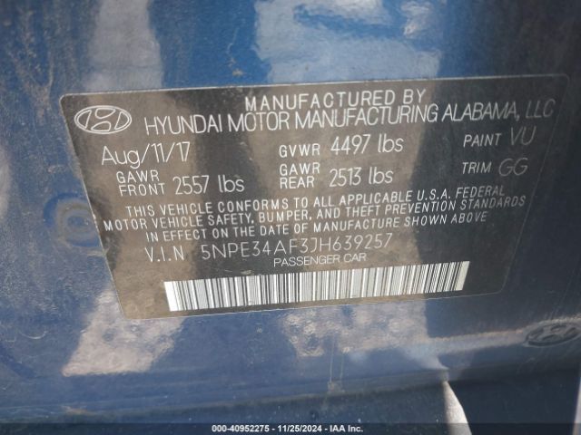 Photo 8 VIN: 5NPE34AF3JH639257 - HYUNDAI SONATA 