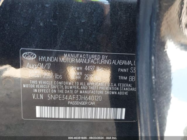 Photo 8 VIN: 5NPE34AF3JH640120 - HYUNDAI SONATA 