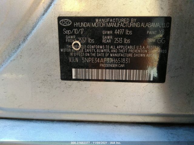 Photo 8 VIN: 5NPE34AF3JH651831 - HYUNDAI SONATA 