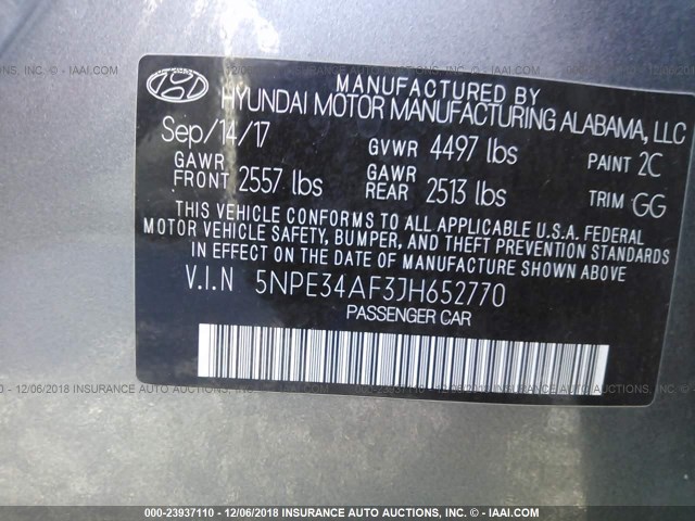 Photo 8 VIN: 5NPE34AF3JH652770 - HYUNDAI SONATA 