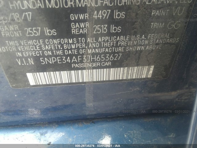 Photo 8 VIN: 5NPE34AF3JH653627 - HYUNDAI SONATA 