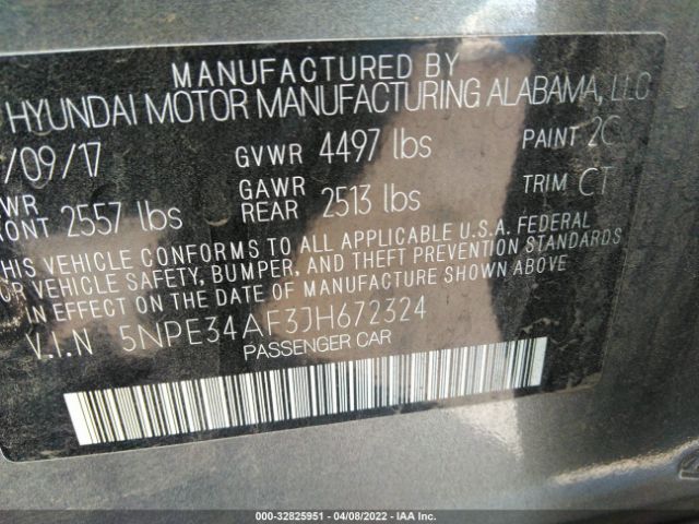 Photo 8 VIN: 5NPE34AF3JH672324 - HYUNDAI SONATA 