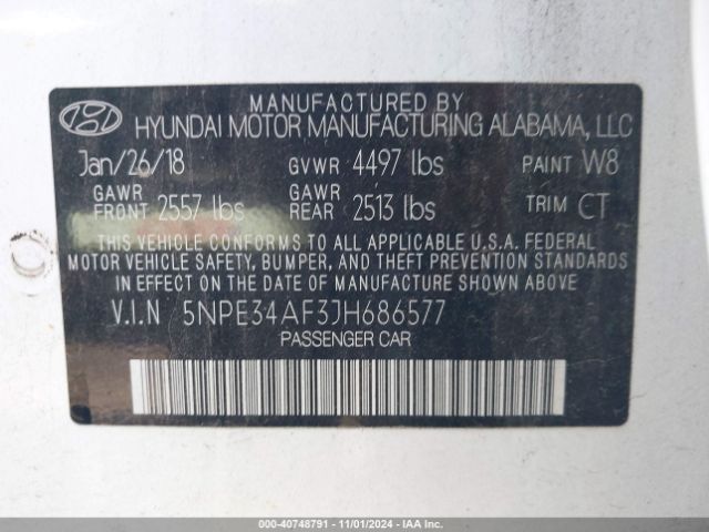 Photo 8 VIN: 5NPE34AF3JH686577 - HYUNDAI SONATA 