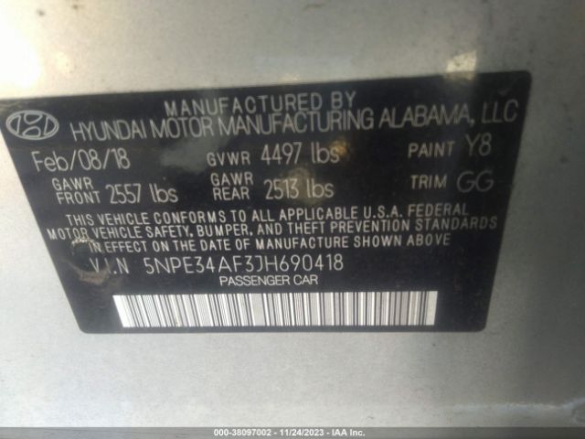 Photo 8 VIN: 5NPE34AF3JH690418 - HYUNDAI SONATA 