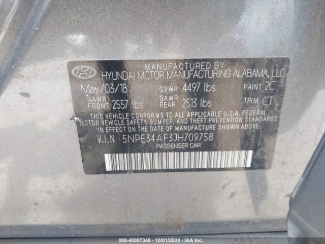 Photo 8 VIN: 5NPE34AF3JH709758 - HYUNDAI SONATA 