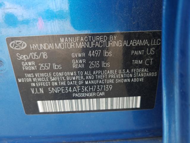 Photo 9 VIN: 5NPE34AF3KH737139 - HYUNDAI SONATA LIM 