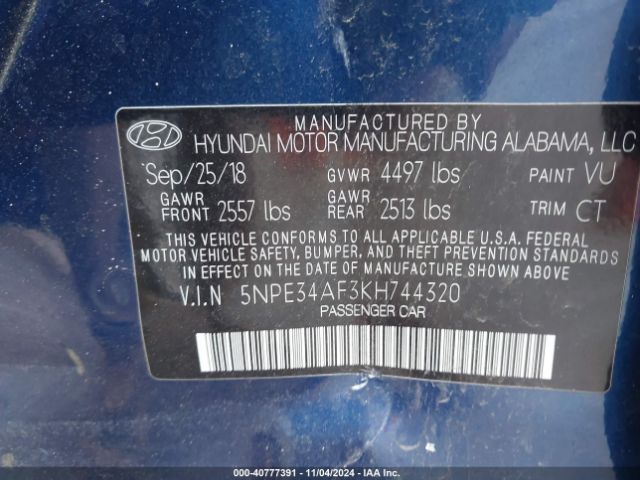 Photo 8 VIN: 5NPE34AF3KH744320 - HYUNDAI SONATA 