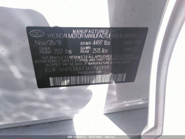 Photo 8 VIN: 5NPE34AF3KH760999 - HYUNDAI SONATA 