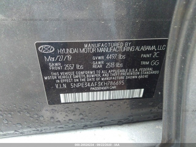 Photo 8 VIN: 5NPE34AF3KH786695 - HYUNDAI SONATA 