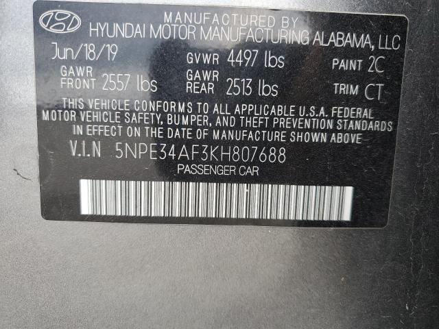 Photo 11 VIN: 5NPE34AF3KH807688 - HYUNDAI SONATA LIM 