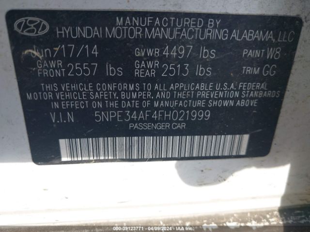 Photo 8 VIN: 5NPE34AF4FH021999 - HYUNDAI SONATA 