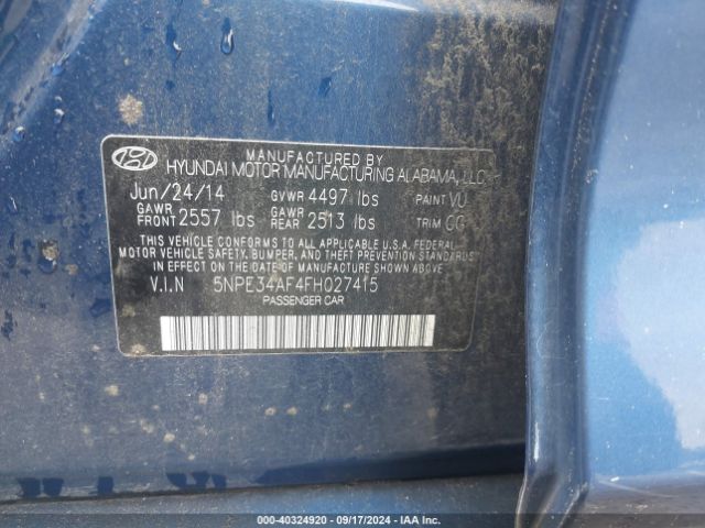 Photo 8 VIN: 5NPE34AF4FH027415 - HYUNDAI SONATA 