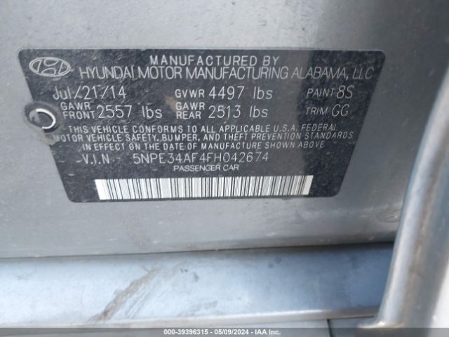 Photo 8 VIN: 5NPE34AF4FH042674 - HYUNDAI SONATA 