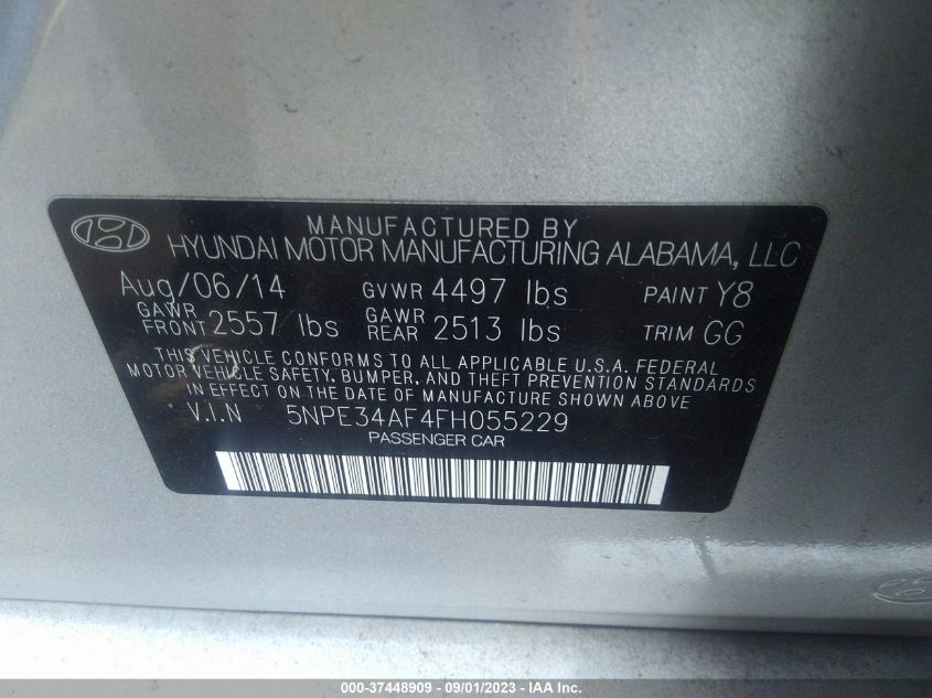 Photo 8 VIN: 5NPE34AF4FH055229 - HYUNDAI SONATA 