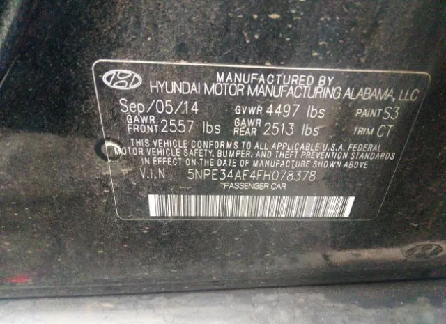 Photo 8 VIN: 5NPE34AF4FH078378 - HYUNDAI SONATA 