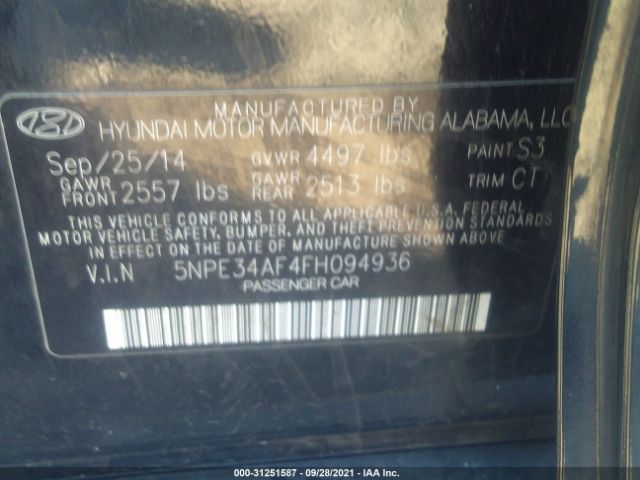 Photo 8 VIN: 5NPE34AF4FH094936 - HYUNDAI SONATA 