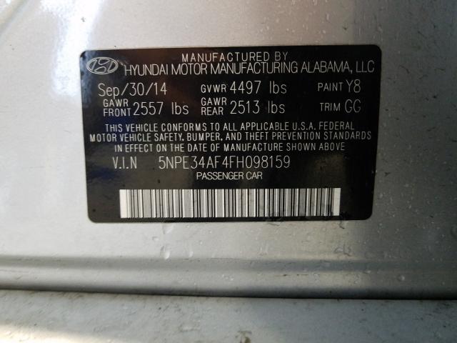 Photo 9 VIN: 5NPE34AF4FH098159 - HYUNDAI SONATA SPO 