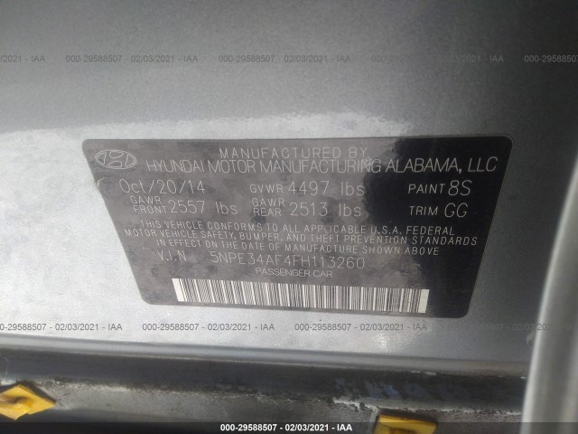 Photo 8 VIN: 5NPE34AF4FH113260 - HYUNDAI SONATA 