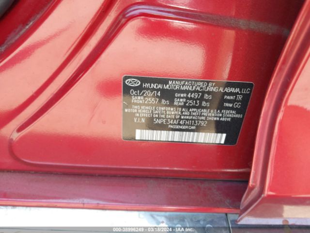 Photo 8 VIN: 5NPE34AF4FH113792 - HYUNDAI SONATA 