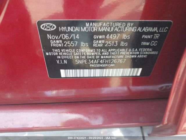 Photo 8 VIN: 5NPE34AF4FH126767 - HYUNDAI SONATA 