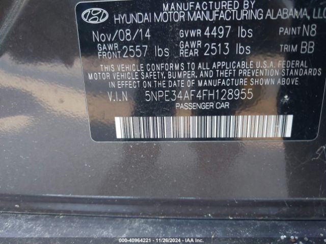 Photo 8 VIN: 5NPE34AF4FH128955 - HYUNDAI SONATA 