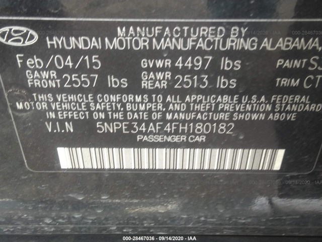 Photo 8 VIN: 5NPE34AF4FH180182 - HYUNDAI SONATA 