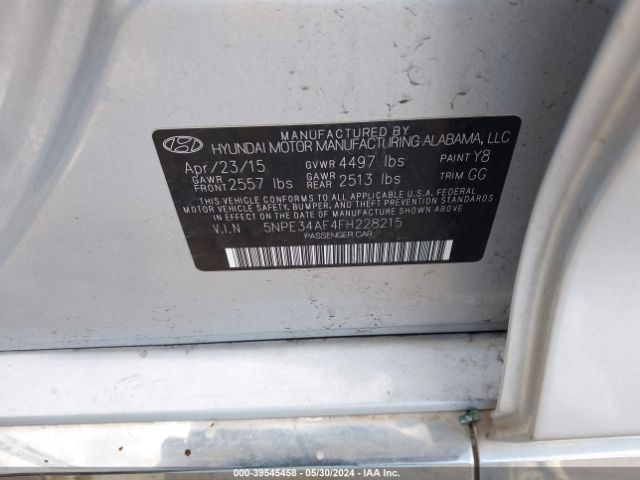 Photo 8 VIN: 5NPE34AF4FH228215 - HYUNDAI SONATA 