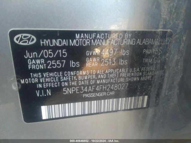 Photo 8 VIN: 5NPE34AF4FH248027 - HYUNDAI SONATA 