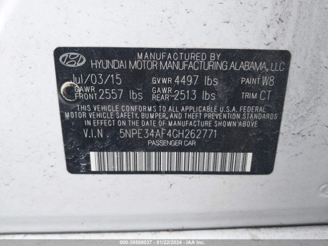 Photo 8 VIN: 5NPE34AF4GH262771 - HYUNDAI SONATA 