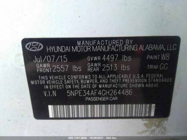 Photo 8 VIN: 5NPE34AF4GH264486 - HYUNDAI SONATA 