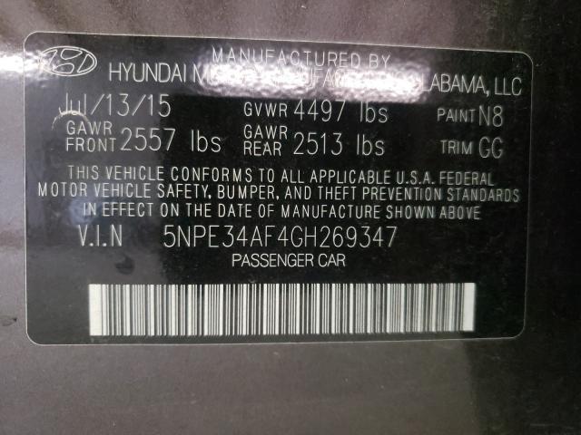 Photo 9 VIN: 5NPE34AF4GH269347 - HYUNDAI SONATA SPO 