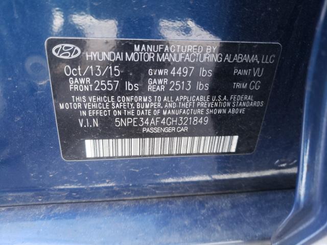 Photo 9 VIN: 5NPE34AF4GH321849 - HYUNDAI SONATA 