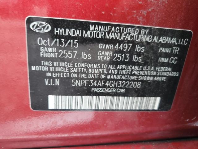 Photo 11 VIN: 5NPE34AF4GH322208 - HYUNDAI SONATA 