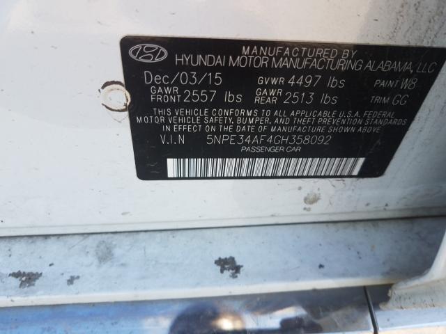 Photo 9 VIN: 5NPE34AF4GH358092 - HYUNDAI SONATA SPO 