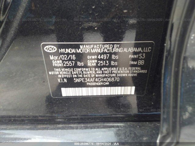 Photo 8 VIN: 5NPE34AF4GH406870 - HYUNDAI SONATA 